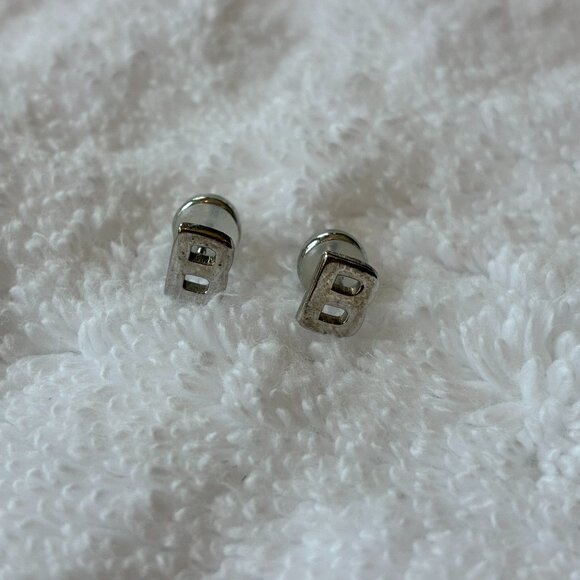 Sterling Silver Plated Letter "B" Earrings Jewelry - Picture 1 of 5